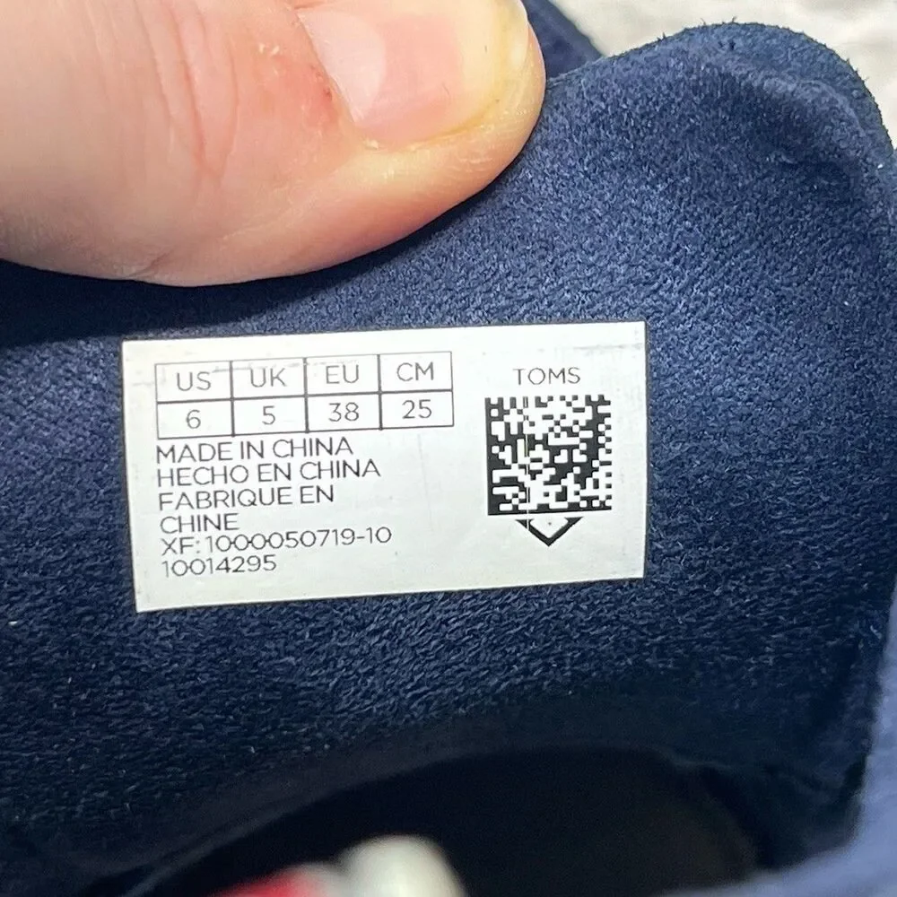 TOMS Sneakers Kids 6Y Navy Suede Lenny Mid Double Strap Preppy Bloke Academia
